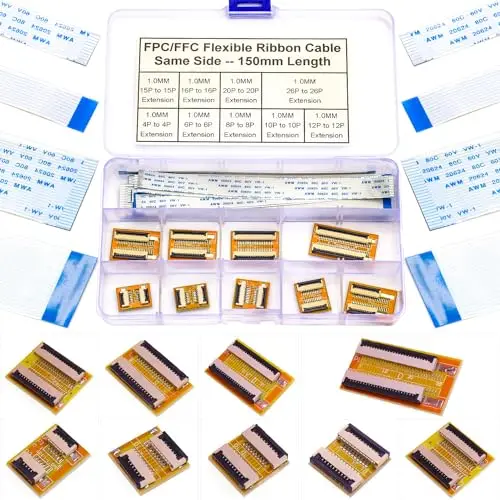 Kit de câble plat flexible et connecteur d'extension, broche à broche, adaptateur PCB, 1mm, kit de carte, 4 broches, 6 broches, 8 broches, 10 broches, 12 broches, 15 broches, 16 broches, 20 broches, 26 broches