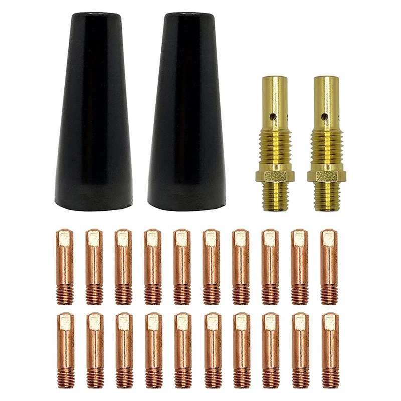 

24 PCS Brass Gasless Nozzle Tips Kit For Lincoln Magnum 100L & Weld-Pak 100HD 125HD 140HD MIG Welder, MIG Eastwood 135/175