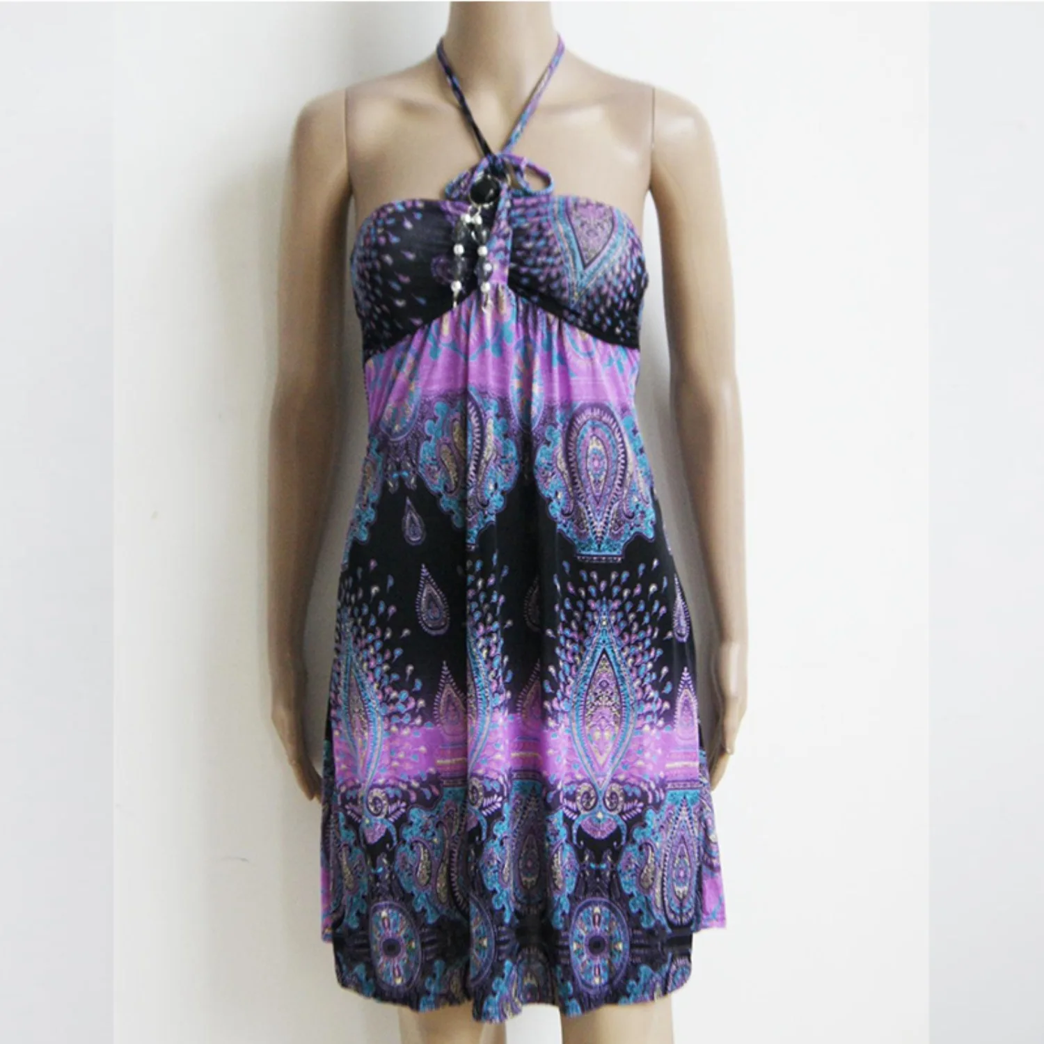 Maxi zomerjurken voor dames halter mouwloos bloemen Boho zon vakantie outfits lange bruiloftsgastjurk