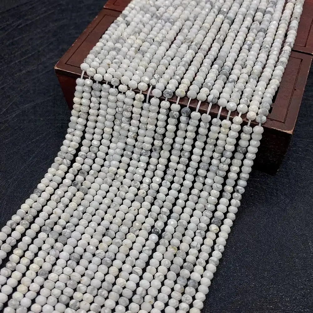 

Faceted Natural White Turquoise Straight Hole Round Bead 1 Strand For DIY Creative Necklace Bracelet Jewelry Gifts 2x3/3x4/5x6mm