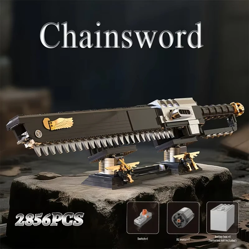 2856 個電動チェーンソードビルディングセット - 40K テクニカル STEM 電気武器モデルキット子供 & 大人へのギフト
