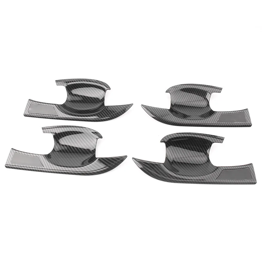 4Pcs For Mitsubishi Eclipse Cross 2018 Car Exterior Door Handle Bowl Cover Trim Decoration Carbon Fiber ABS Car Sticker