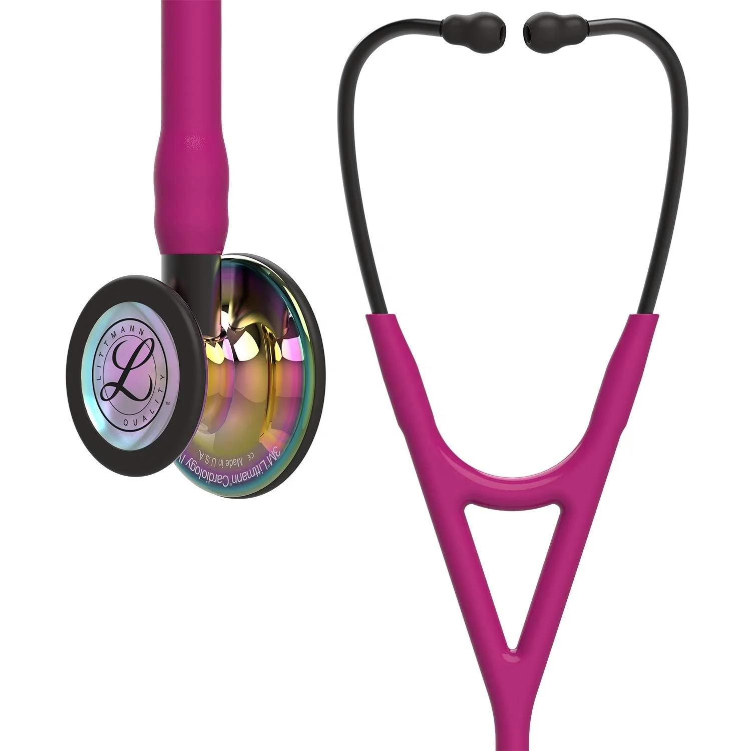 6241 3M Littmann Cardiology IV Diagnostic Stethoscope High Polish Rainbow-Finish Chestpiece Raspberry Tube