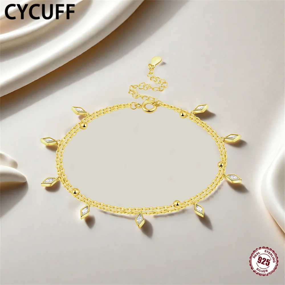 CYCUFF جديد 100% 925 فضة أقراط البوهيمي نمط مزدوج الطبقات الكاحل سلسلة السيدات السفر مجوهرات رائعة