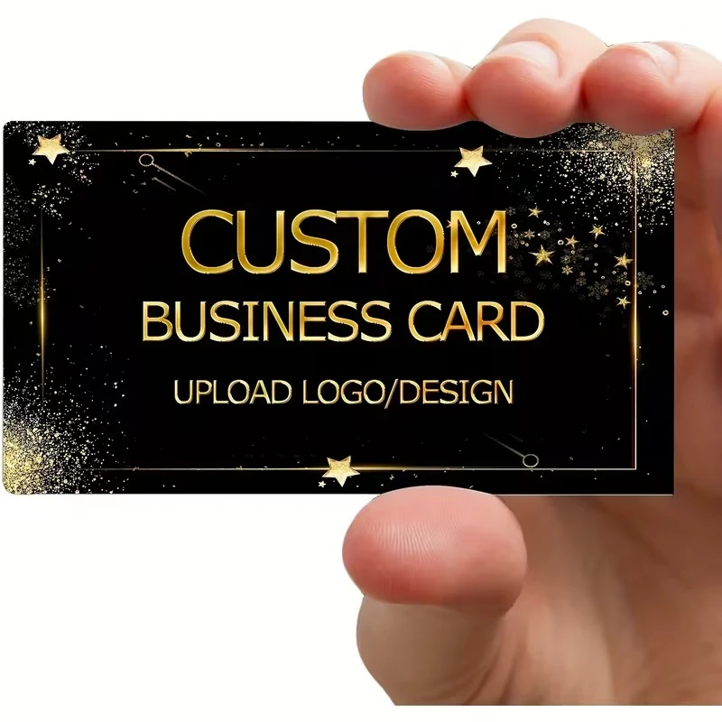 

200pcs Custom Luxury Gold Foil Business Cards Thick Copper Plate Paper Personalized Logo Print Name Card Double-sided Printing