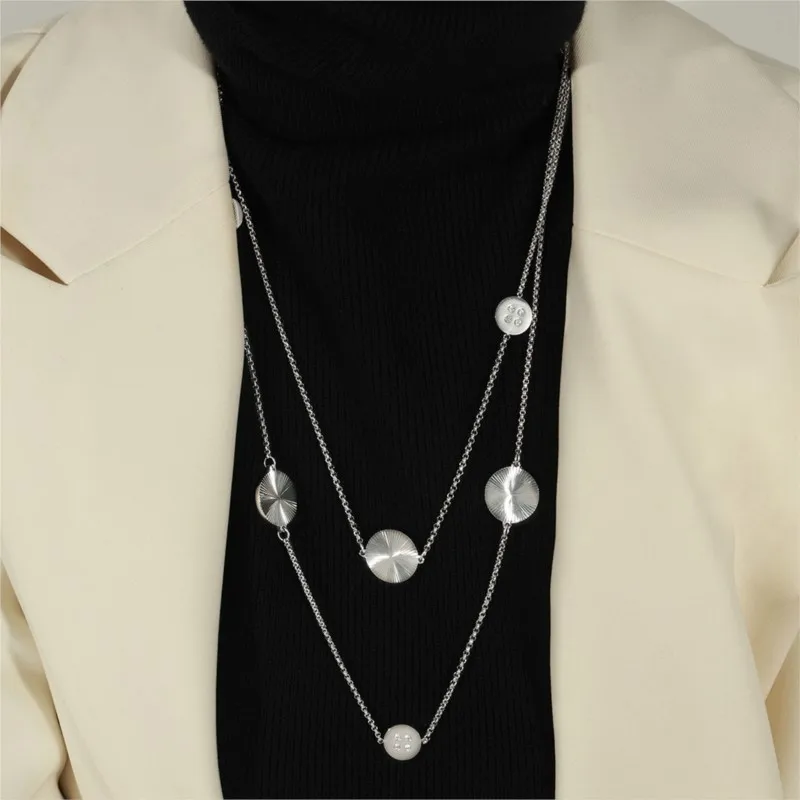 Elegancki minimalistyczny sweter łańcuszek dla kobiet ze stali nierdzewnej pozłacany wisiorek naszyjniki damski długi naszyjnik opaska na szyję łańcuszek