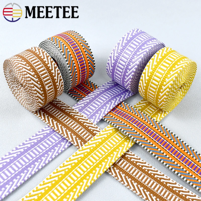 2Meters Meetee Webbing 38mm Polyester Jacquard Ribbon Band Tarp Nylon Webbings Strap Bag Belt Trimming Decorative Tape Accessory