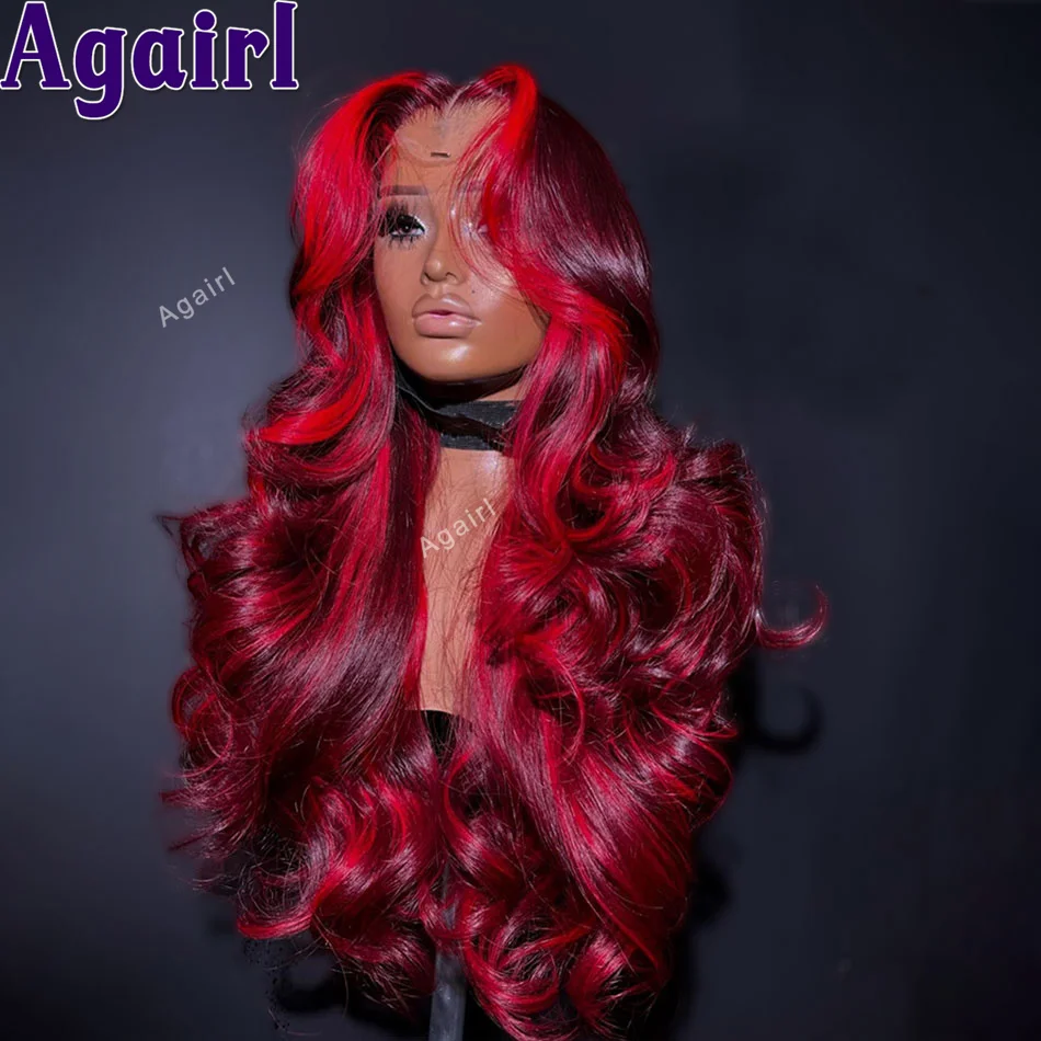 

200 Density 13x6 Lace Frontal Human Hair Wigs Highlight Red Colored Wig Human Hair Pre Plucked Brazilian Remy Hair Wig for Women