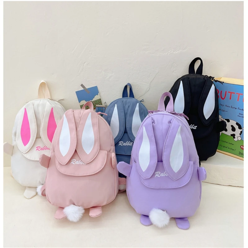 

Cute Rabbit Ear Backpack for Teen Girls School Backpack Female Large Capacity Kawaii School Daypack Nylon Casual Student Bookbag