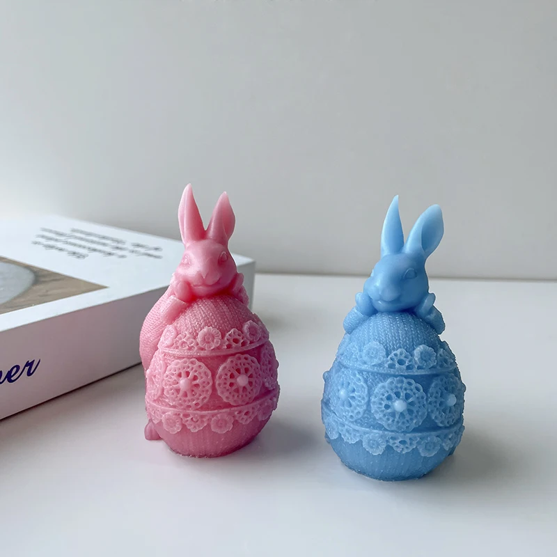 3D Creative Candle Silicone Mold DIY Easter Rabbit Egg Scented Plaster Bunny Mold Epoxy Resin Gypsum Form Mould