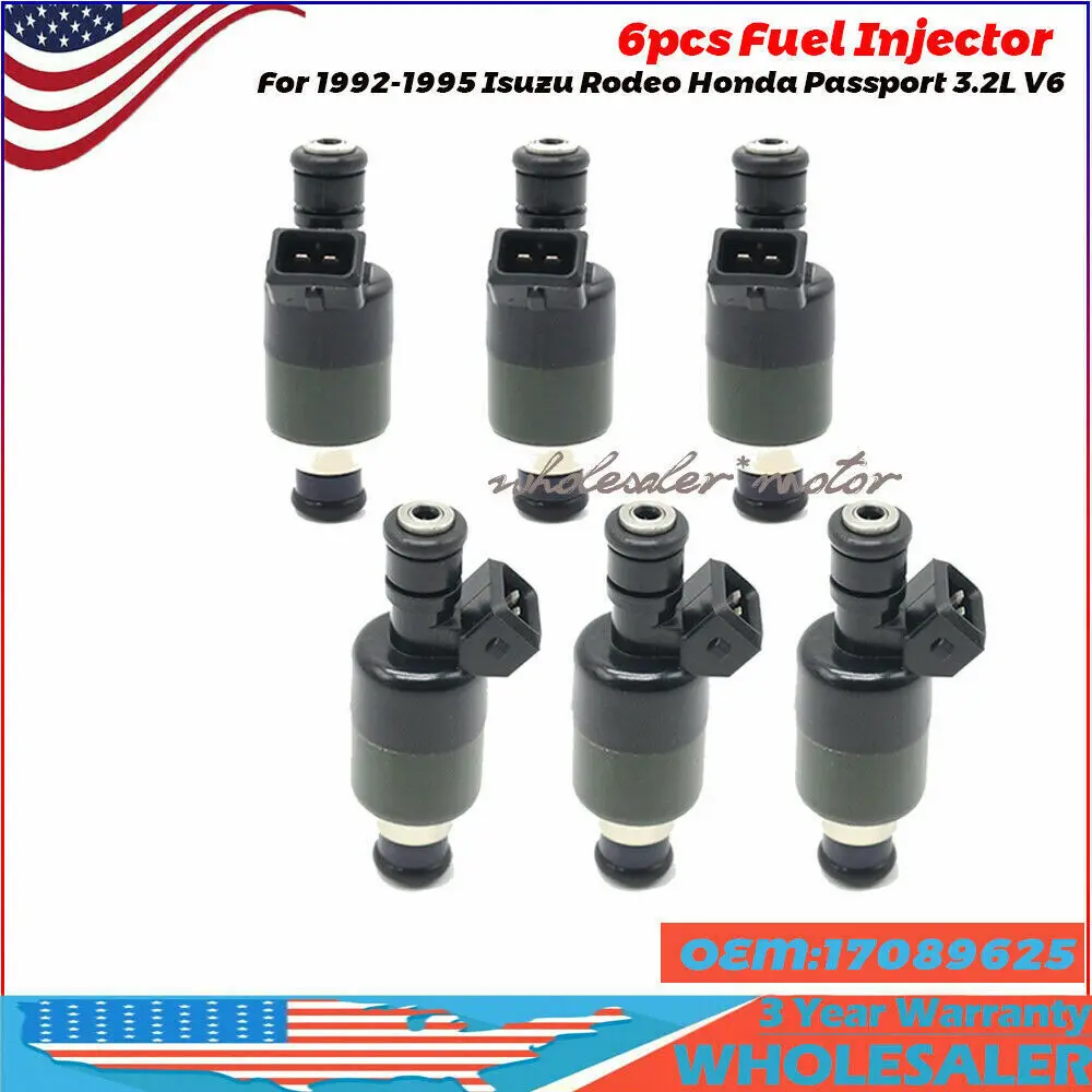 

6x 17089625 For 1992-1995 Isuzu Rodeo Honda Passport 3.2L V6 Fuel Injectors