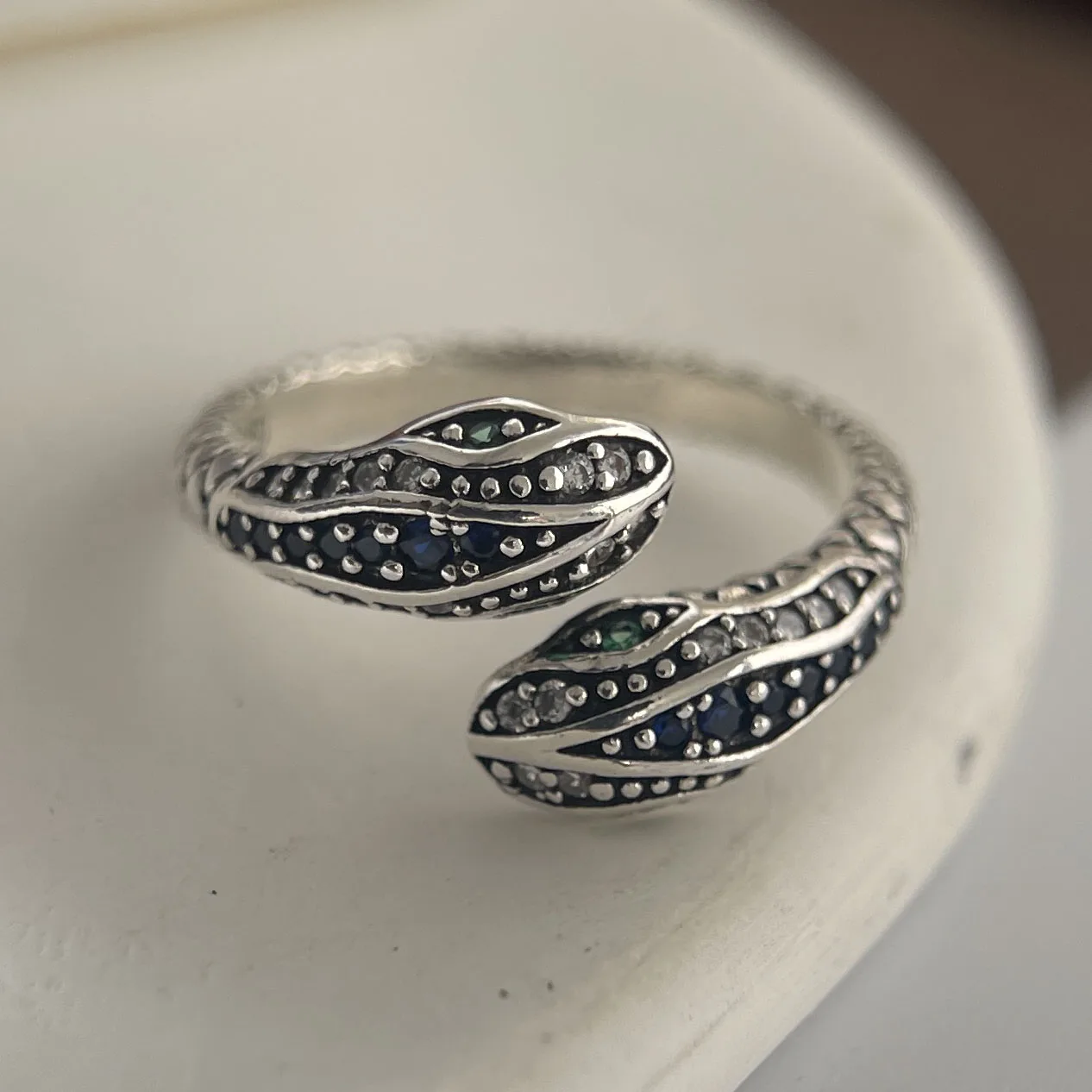 BF CLUB 925 فضة سلسلة الدائري للنساء مجوهرات فنجر مفتوح اليدوية بين الأفعى خواتم الحساسية ل هدية عيد ميلاد #5