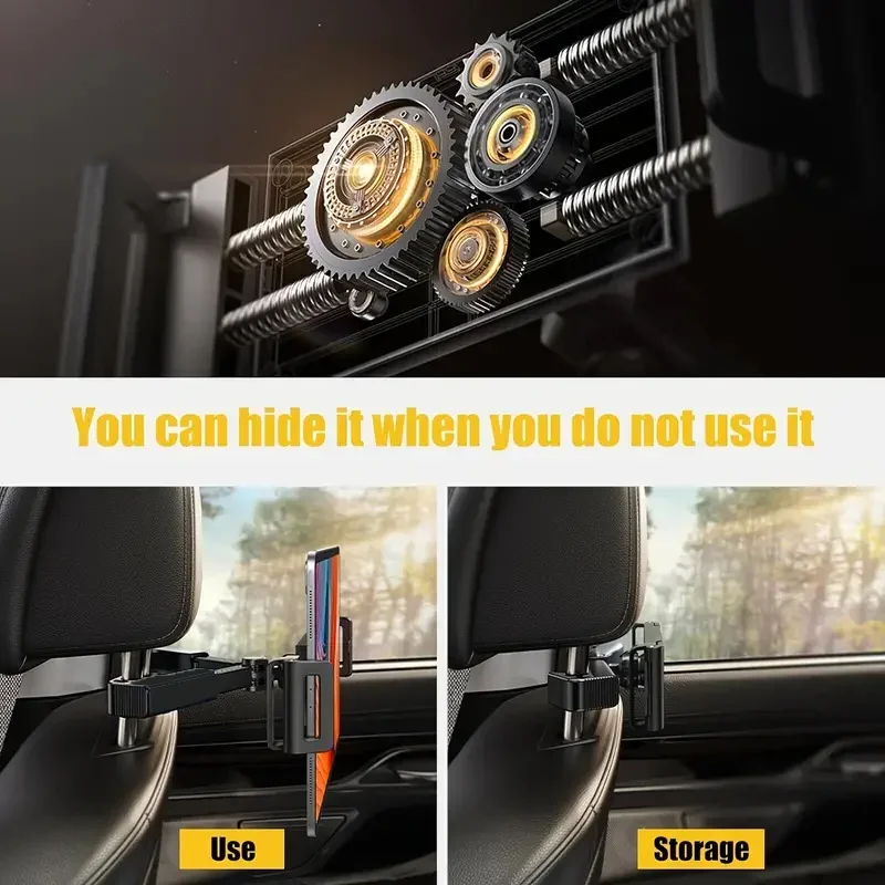 "360° Rotating Waterproof Car Headrest Phone/Tablet Mount: Universal 4.7-13"" Compatibility, Easy Installation, Secure Handlebar image 5