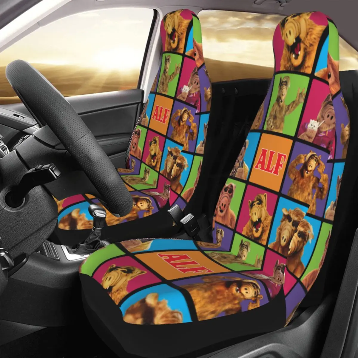 Alf Squares Si Fi Universal Car Seat Cover Off-Road AUTOYOUTH Furry Alien Car Seat Mat Fabric Car Accessories