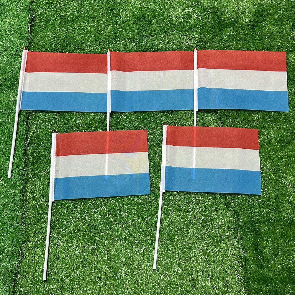 SKY FLAG Luxembourg hand Flag 10/20/50/100pcs 21*14cm Luxembourg Hand Waving Flags With plastic pole For Sports Activity Decor