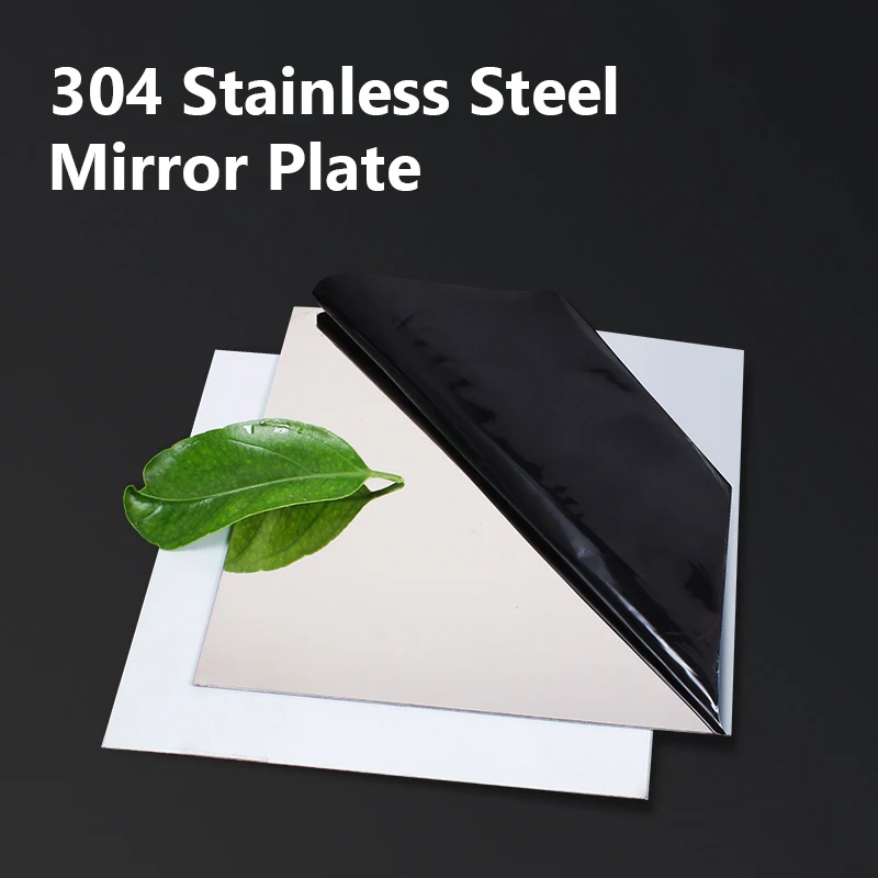 304 Stainless Steel 8K Mirror Steel Plate Thickness:1mm~3mm,100x100mm~300x300mm,Single-sided Mirror Effect Square Plate