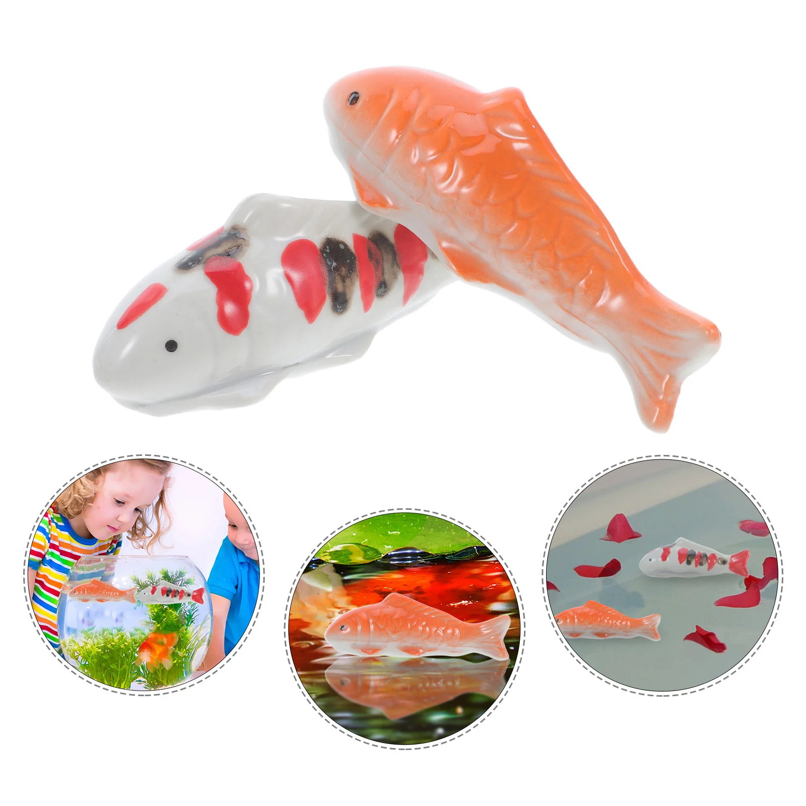 

2Pcs Floating Ceramic Fish Statue for Bathtub Realistic Goldfish Decoration Garden Pond Aquarium Water Landscape Ornament Fake