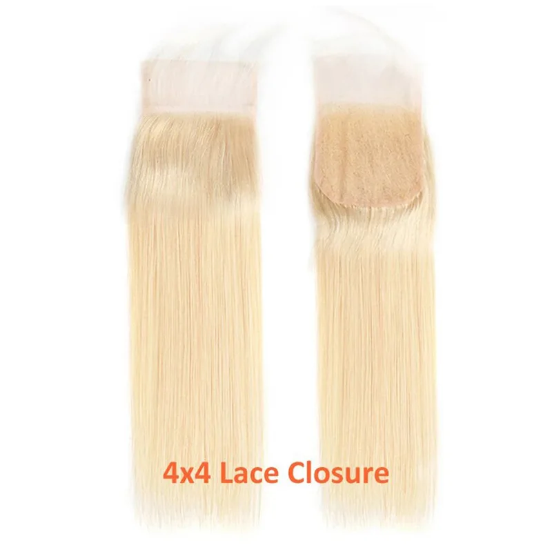 613 Blonde 4x4 5x5 6x6 Straight Lace Closure Human Hair Melt Skin Invisible Pre Plucked Hairline 13x4 Ear to Ear Lace Frontal