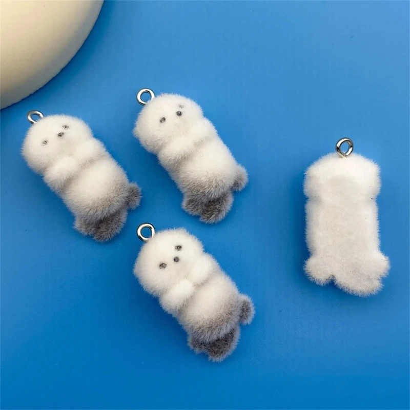 4/8Pcs Plush Otters Charm Handmade Jewelry Component Otters Jewelry Pendant for Handmade Keychains and Jewelry Crafting