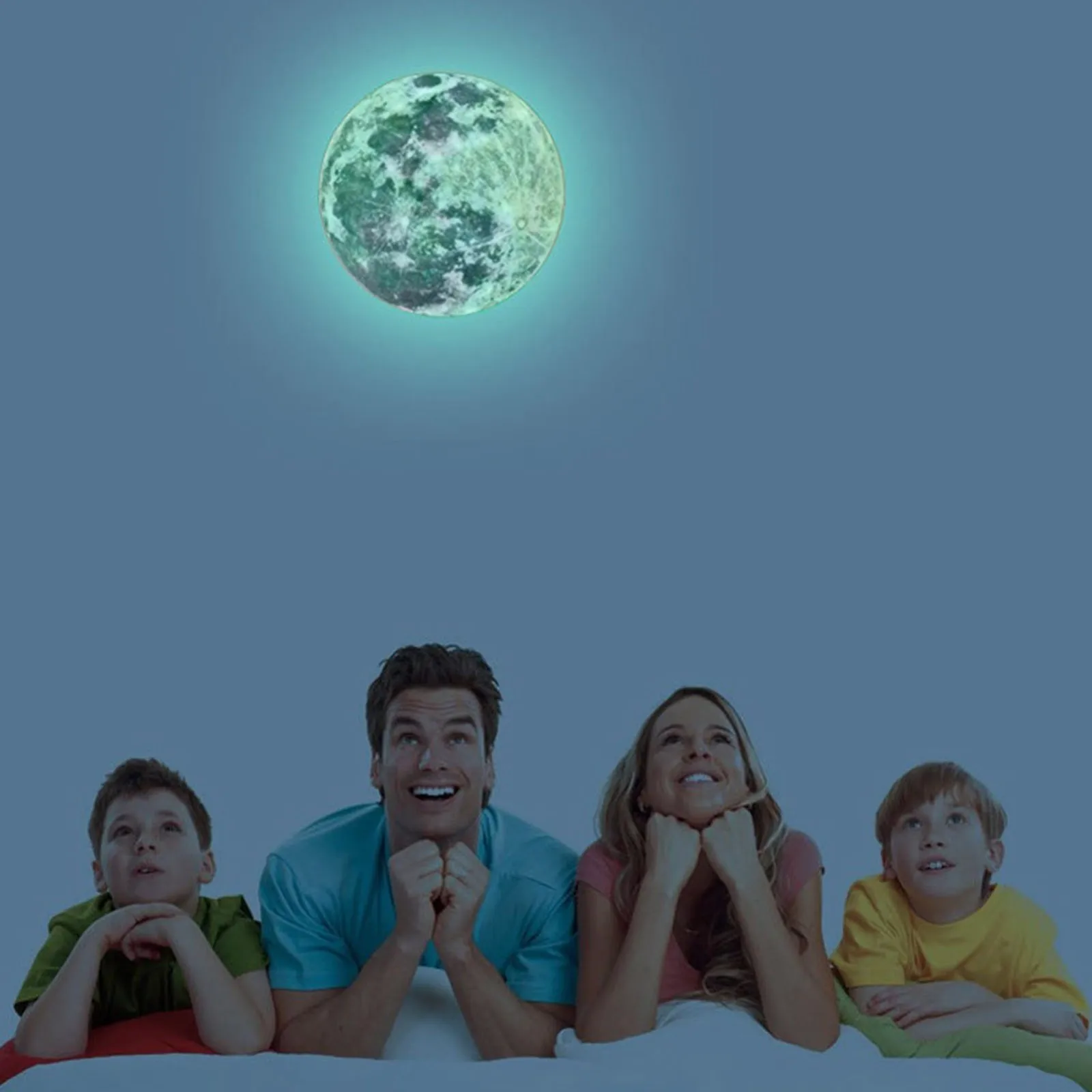 القمر الكبير الفلورسنت الجدار ملصق 5-20 سنتيمتر القابلة للإزالة توهج في الظلام ملصق الجدار ملصق غرفة الاطفال الديكور ديكور المنزل