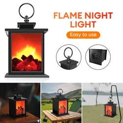 Decorative LED Lantern Lamp Simulation Flame Fireplace Night Light Battery Powered Courtyard Living Room Outdoor Camping Lights