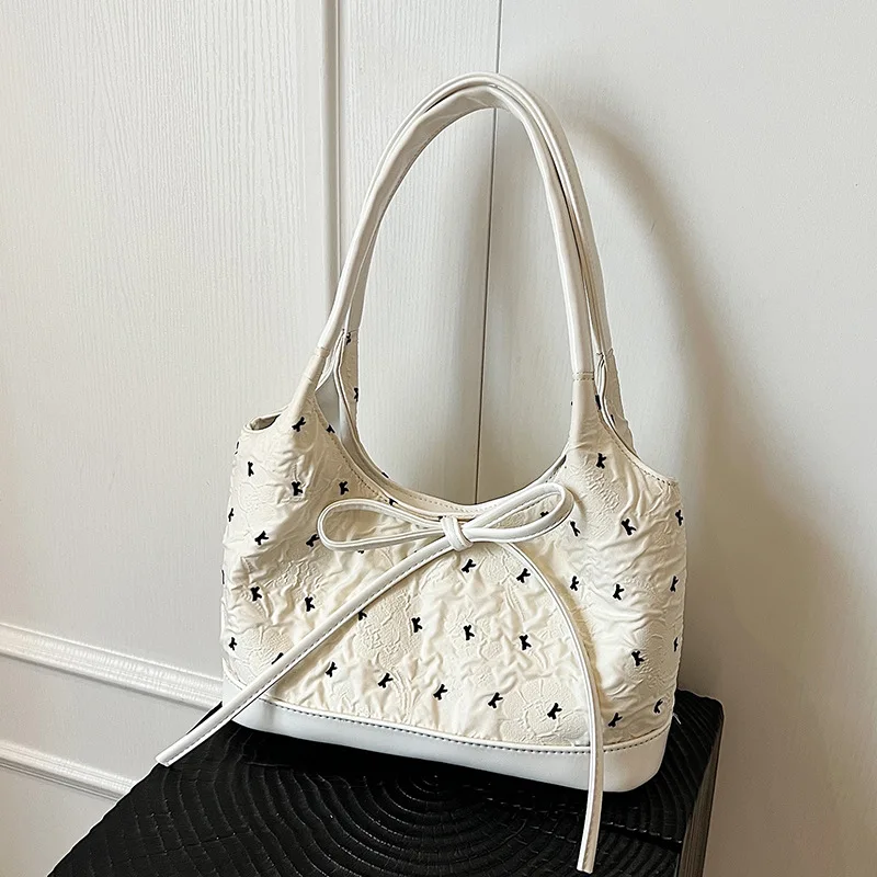 

Sweet Bucket Bag Women's Handbag's 2025 New Summer Bow Shoulder Bags Versatile Casual Tote Bag Purse