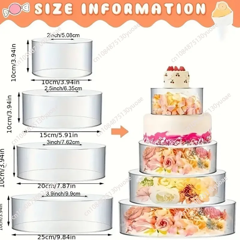 1PC Acrylic Display Board Round Cake Edge Smoother Scraper Tray DIY Cake Refillable Board Base Clear Stand Tools