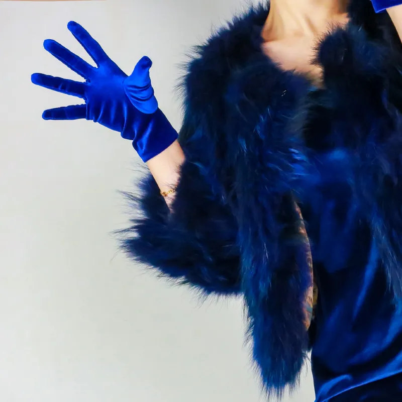 70 cm lange Samthandschuhe für Damen, elastischer Velours, Flanell, hautfreundlich, thermisch, elegante Armstulpen, sexy Vintage-Mode, 1920er Abendmode – Detail 12