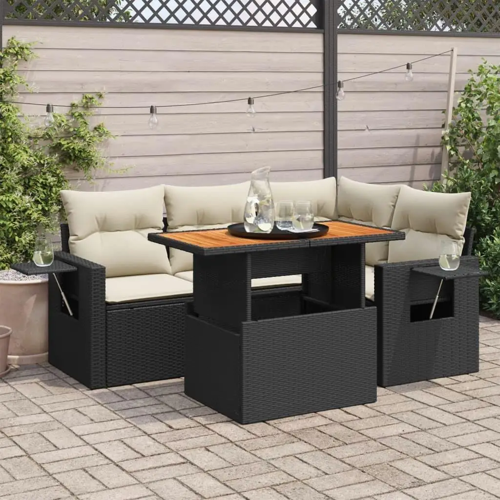 

Stylish Garden Sofa Set Black and Cream White Outdoor Furniture for Patio Balcony and Backyard Relaxation