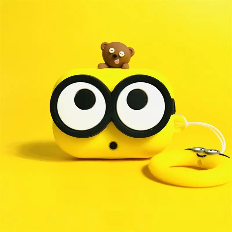 

Милый силиконовый чехол с мультяшными миньонами для Apple AirPods, мягкий защитный чехол для AirPods 2 / 3 / Pro, декоративные аксессуары
