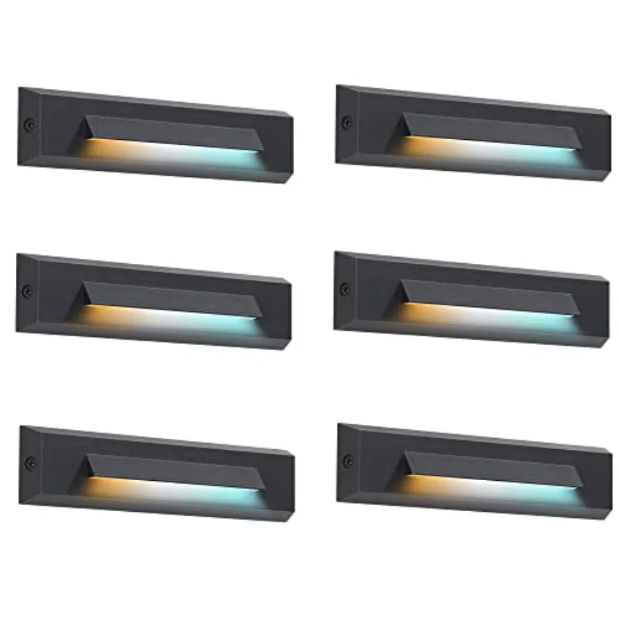 

[6 Pack] 3 Color Low Voltage 12-24V LED Step Lights Outdoor2.5W Landscape Cutoff Stair Riser Light Deck Step Lights Outside Acc