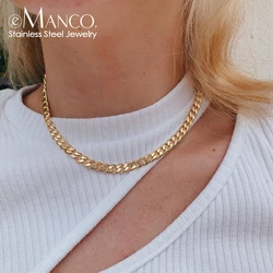 eManco 2MM/3MM/4MM/6MM/8MM Stainless Steel Cuban Chain Fashion Gold-Plated Men's Necklace Simple Jewelry Wholesale