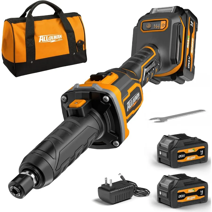 

20V Cordless Die Grinder 3-Speed 13000/19000/25000RPM Brushless Motor 1/4 Collet Metal/Wood/Plastic Grinding Cutting P