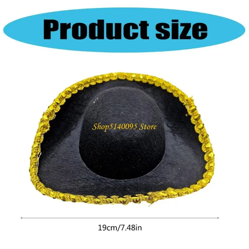 DXAE kostuum caps zwart vilt piraat hoed grappige feesthoed gele rand hoed piraat feesthoed Halloween cosplay kostuum kinderen