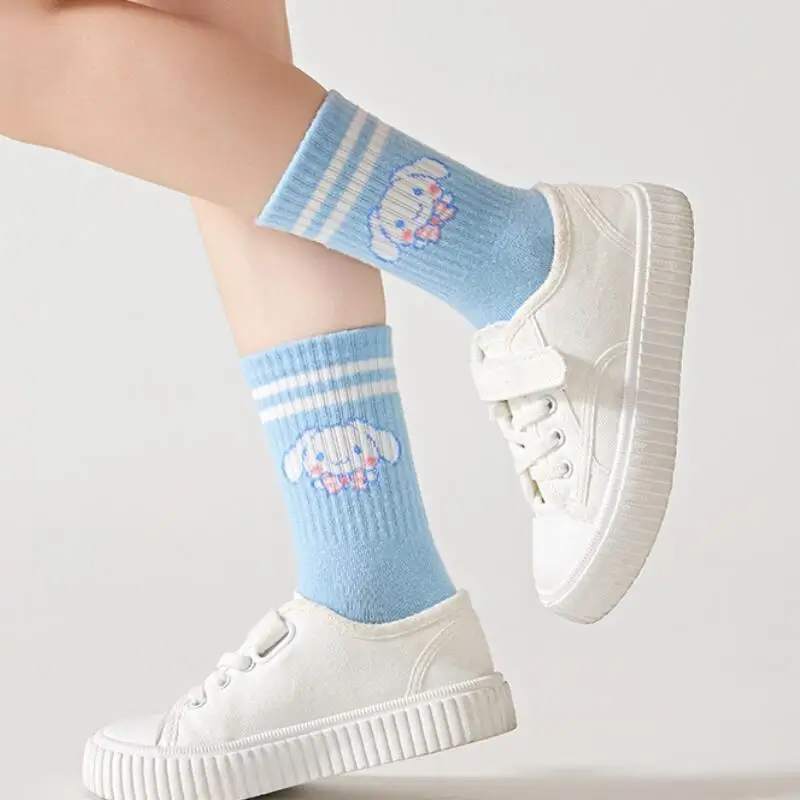

5Pcs Halloween Kuromi Girls' Cartoon Socks Spring Autumn Anime Kawaii Breathable Cotton Socks Comfort Absorb Sweat Socks
