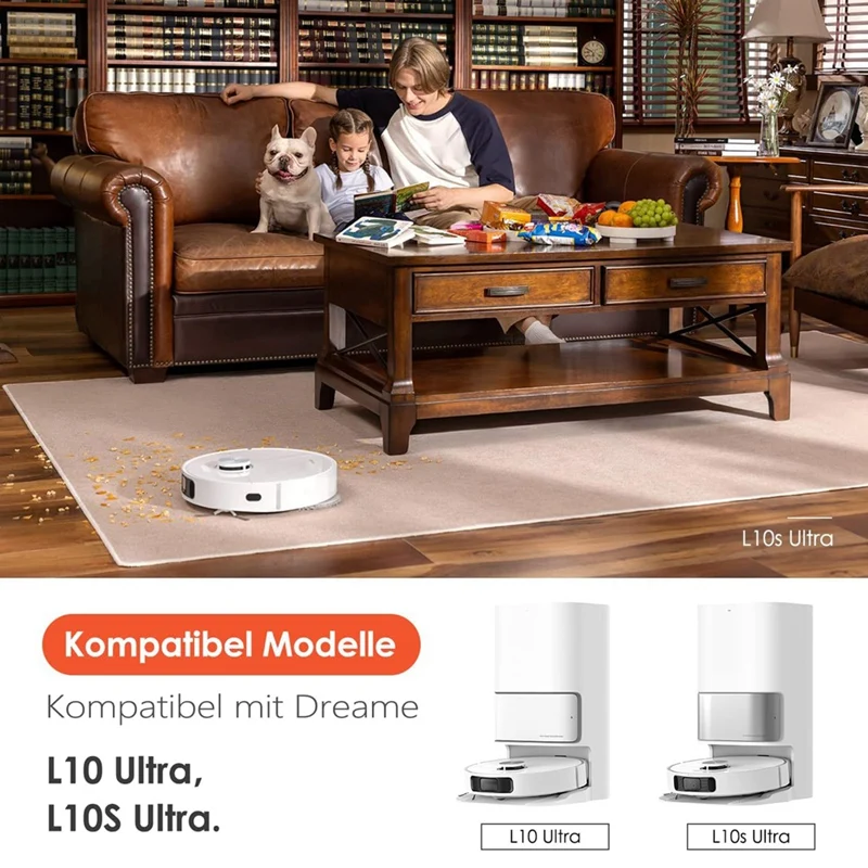 Cuscinetti per mocio di ricambio, sacchetti per la polvere, spazzola laterale e filtri Hepa per Dreame L10s Ultra / L10 Ultra