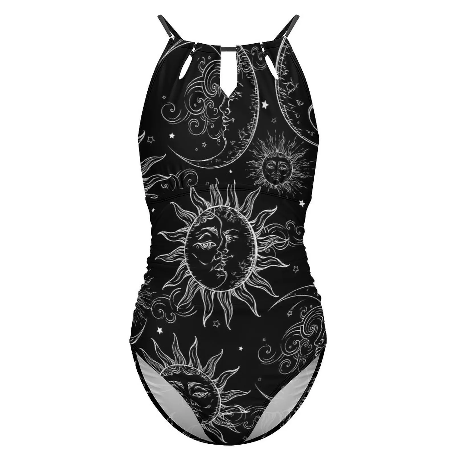 Sun Moon Stars Swimsuit Vintage Celestial Push Up Swimwear One-Piece Surf Monokini Swimsuits Sexy Design Beach Outfits Plus Size image 3