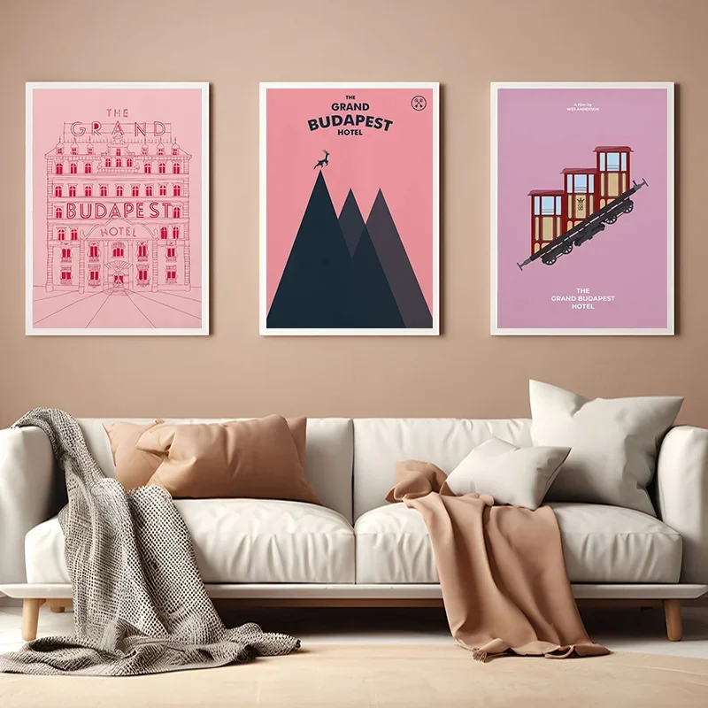 Wes Anderson Classic Movie Cover Poster The Grand Budapest Film Canvas Painting Print Minimalist Wall Home Decor Holiday Gifts