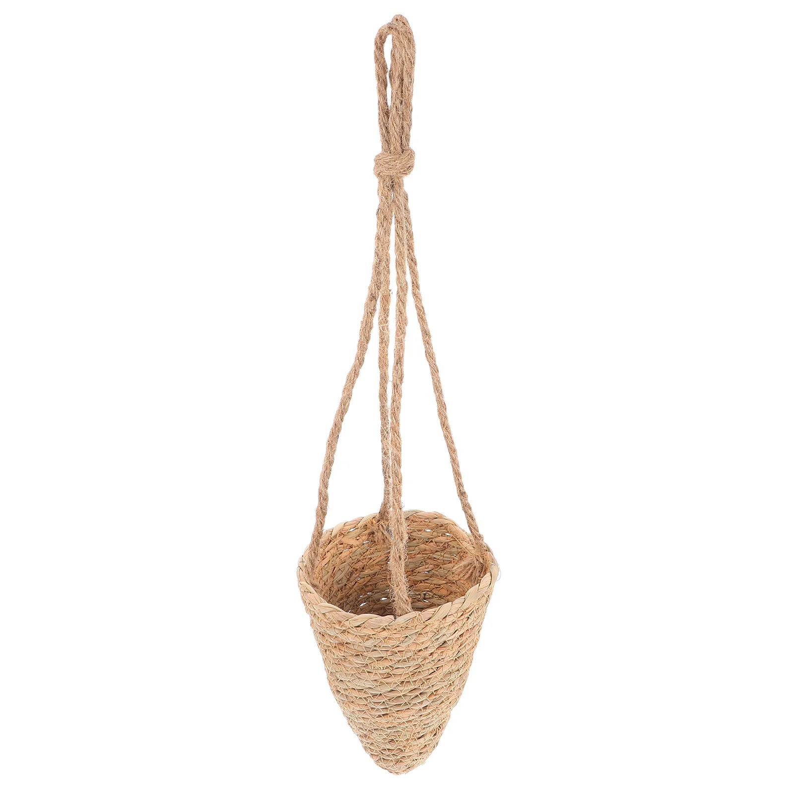 

1pc Hanging Rattan Flower Basket Seagrass Plant Pot Cover Woven Wall Hanging Planter For Outdoor Indoor Greenery Decorative