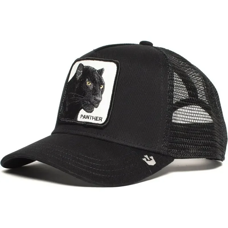 

Animal baseball cap cartoon grid embroidery truck driver cap black panther rooster wolf duckbill cap