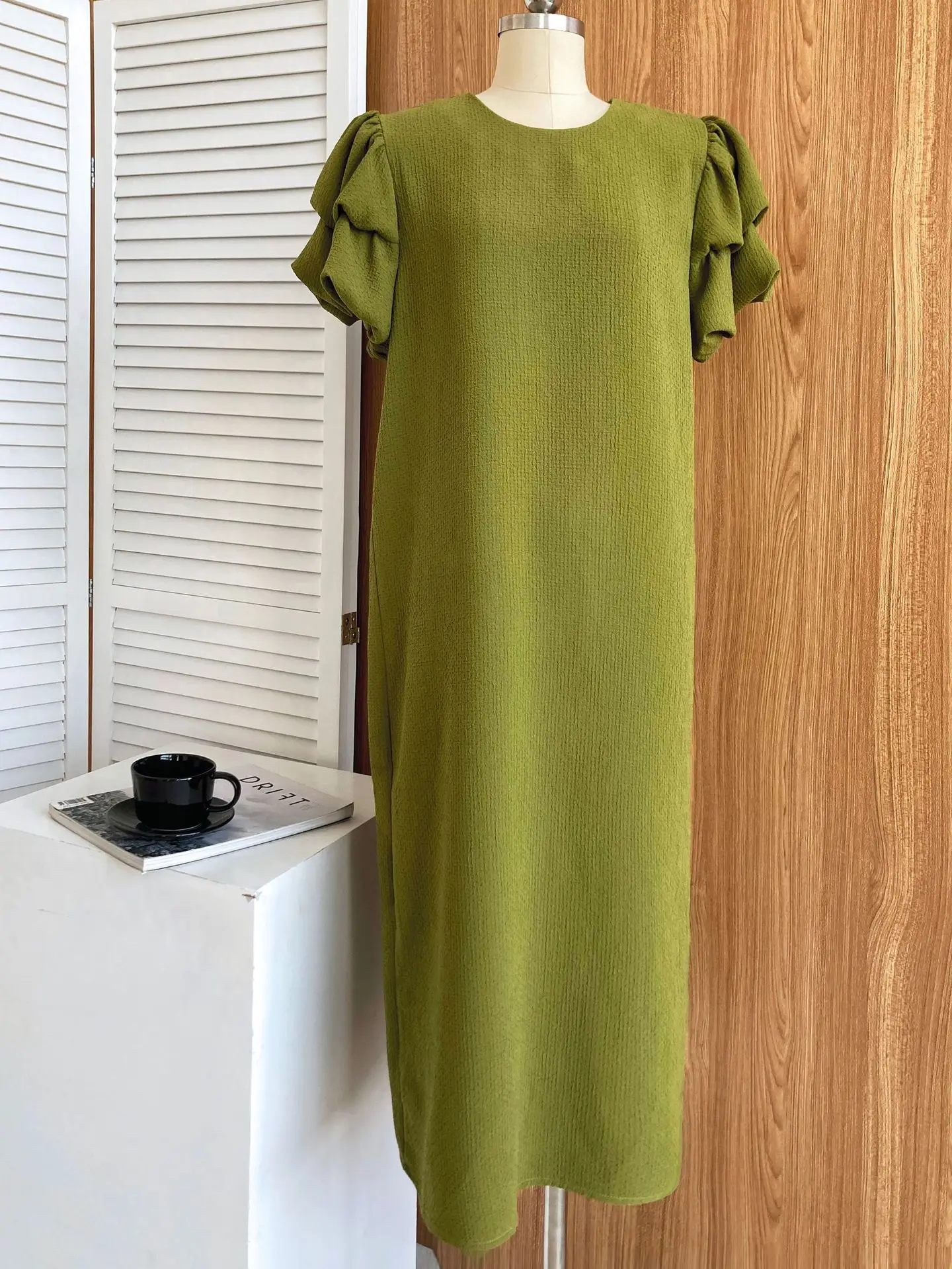 New Arrivals Summer Dress Women Vintage Elegant Solid Party Dress Vestidos Femme Puff Sleeve Casual Loose Straight Long Dress