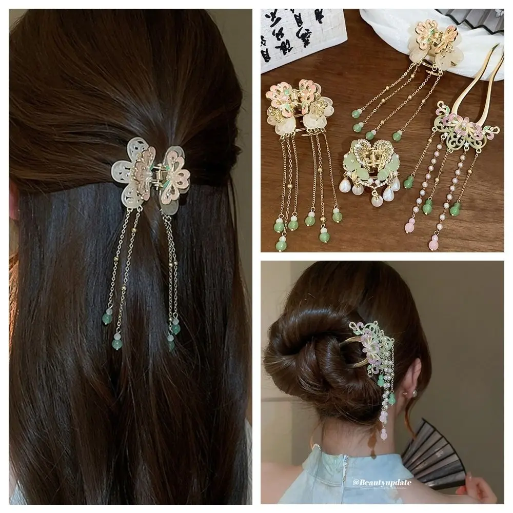 

Fashion Tassels Butterfly Hair Clip Antique Style Flower Chinese Style Hair Stick Mini Grab Clip Pearl Hair Claw Female