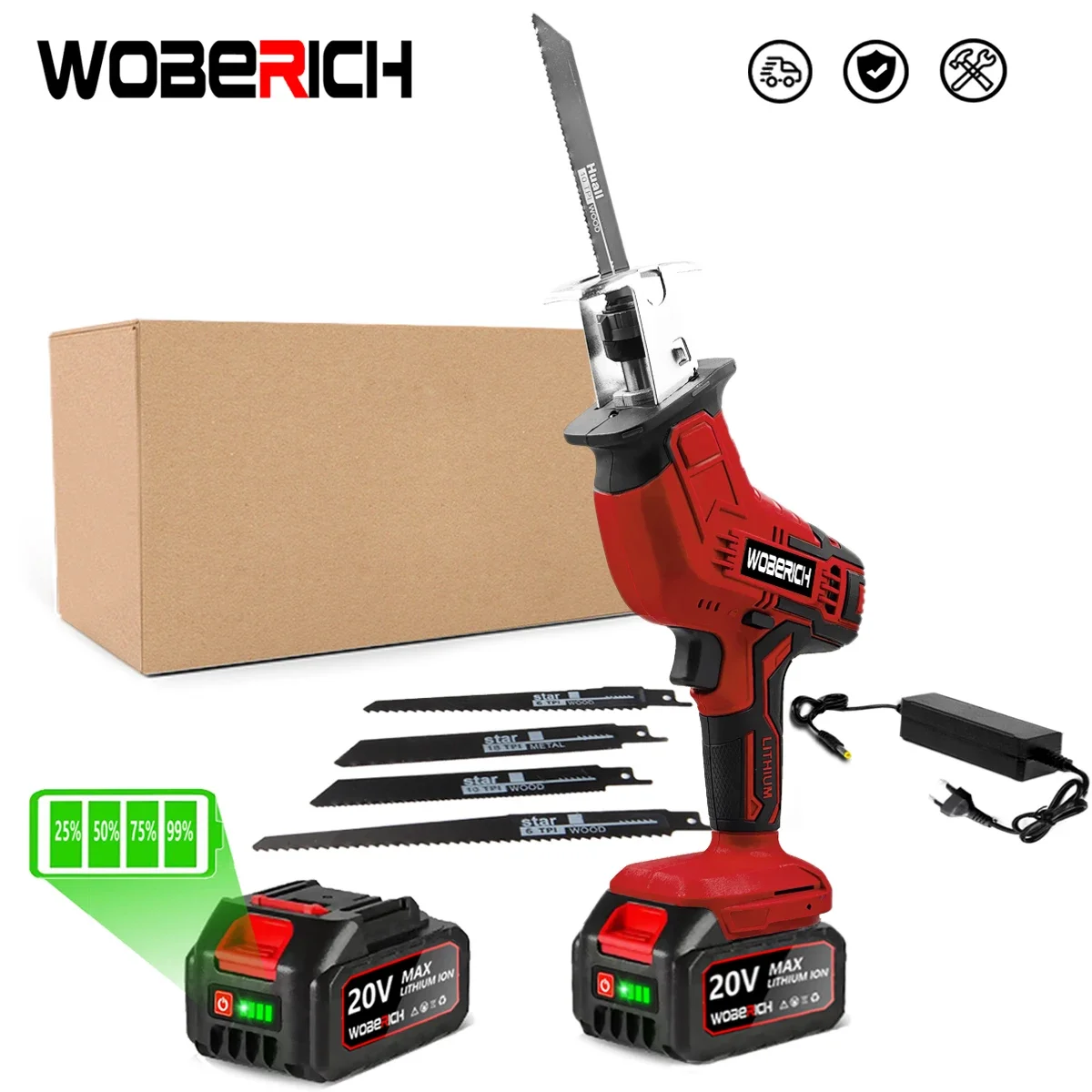 

Cordless Reciprocating Saw 18V Adjustable Speed Electric Saw Wood Metal Pipe Cutting fit for Makita/WOBERICH 18V Battery