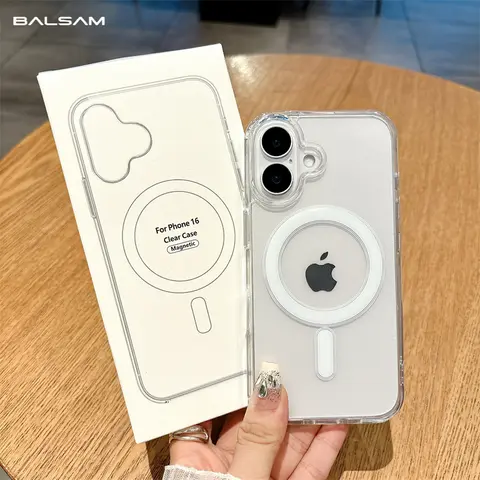 Capa Magsafe Magnética Transparente com Embalagem, Carga Sem Fio, Capa para iPhone 16, 15, 14, 13, 12 Mini, 11 Pro Max, X, XS, XR, 7, 8 Plus