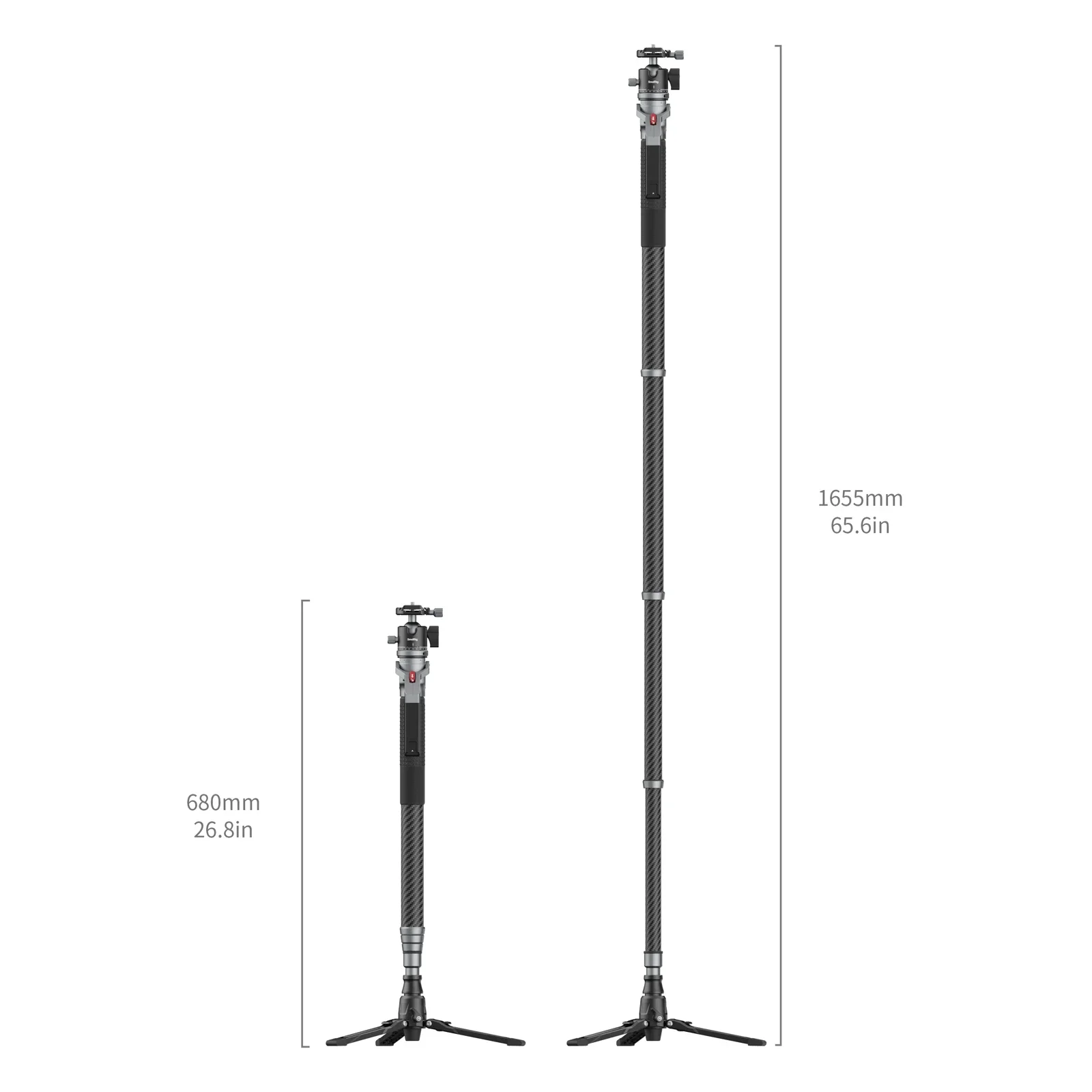 SmallRig カーボンファイバー写真撮影用一脚三脚 ワンタッチ高さ調整