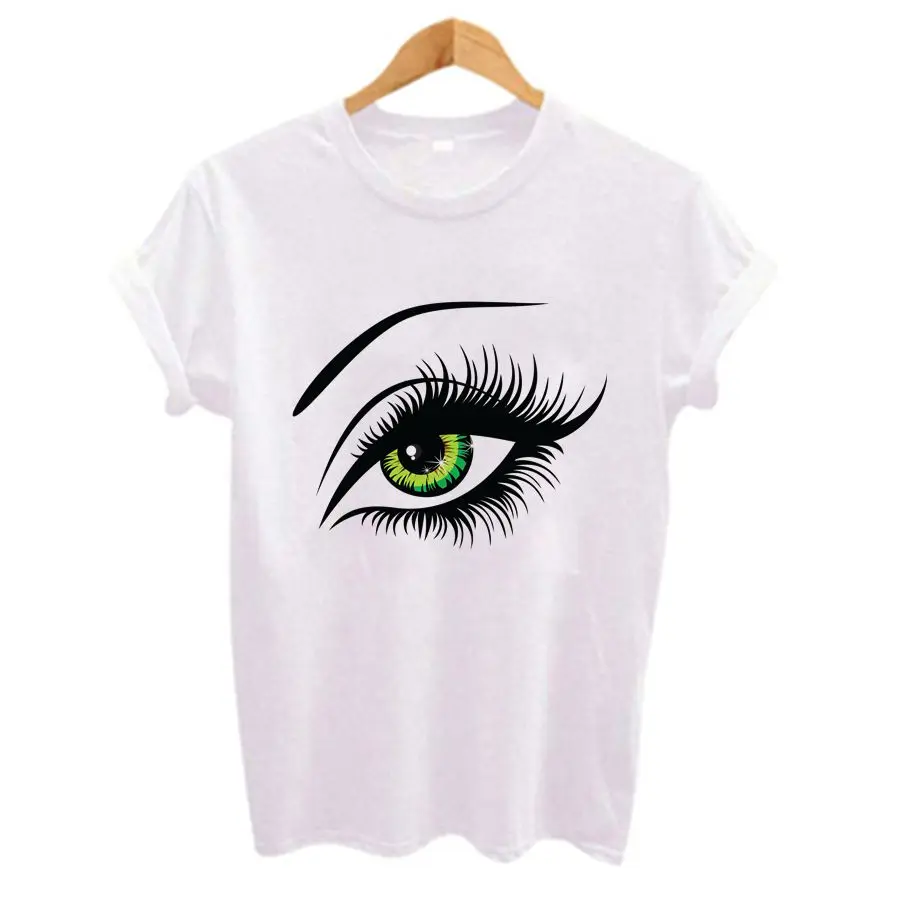 2024 Summer T shirt Women Tops Tees Short Sleeve Big Eyes Print Tshirt Funny T-shirt Woman Clothes