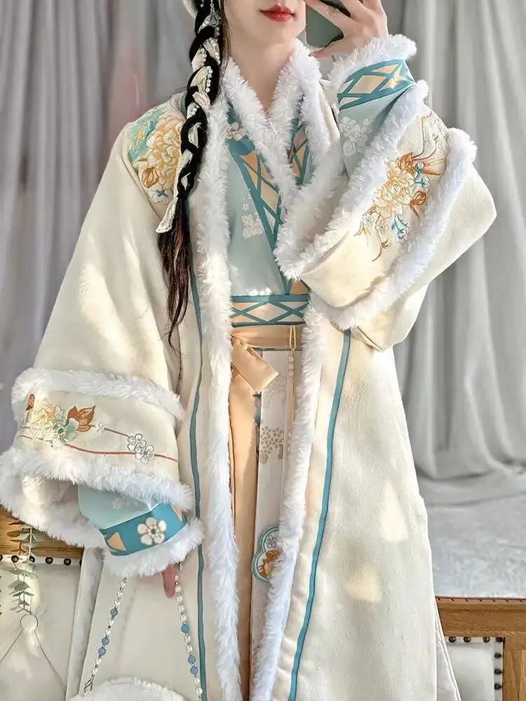 Vestido Hanfu chino para mujer, disfraz de Cosplay antiguo tradicional de otoño e invierno, vestido Hanfu, ropa de la dinastía Song