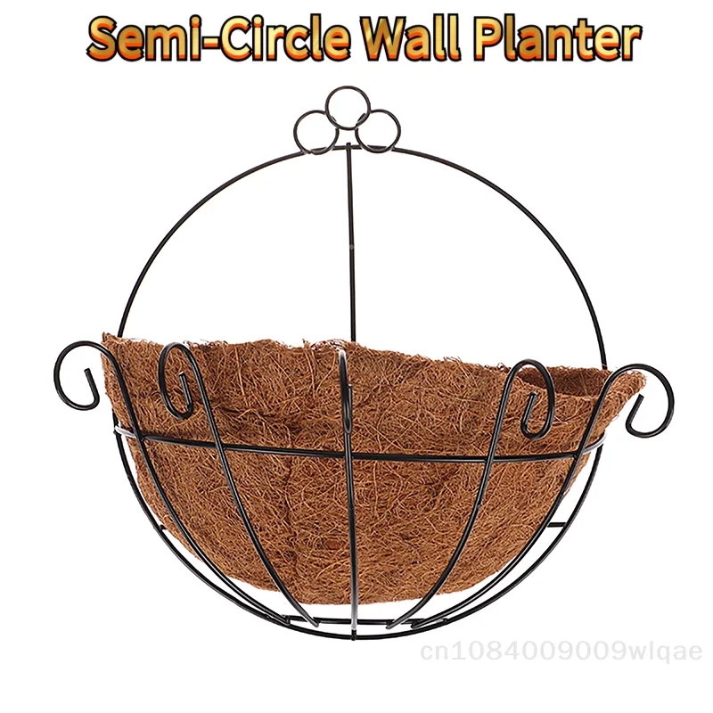 

Настенное кашпо из кованого железа длиной 20 см — полукруглая подвесная корзина для патио, сада и домашнего декора отлича премиум-класса