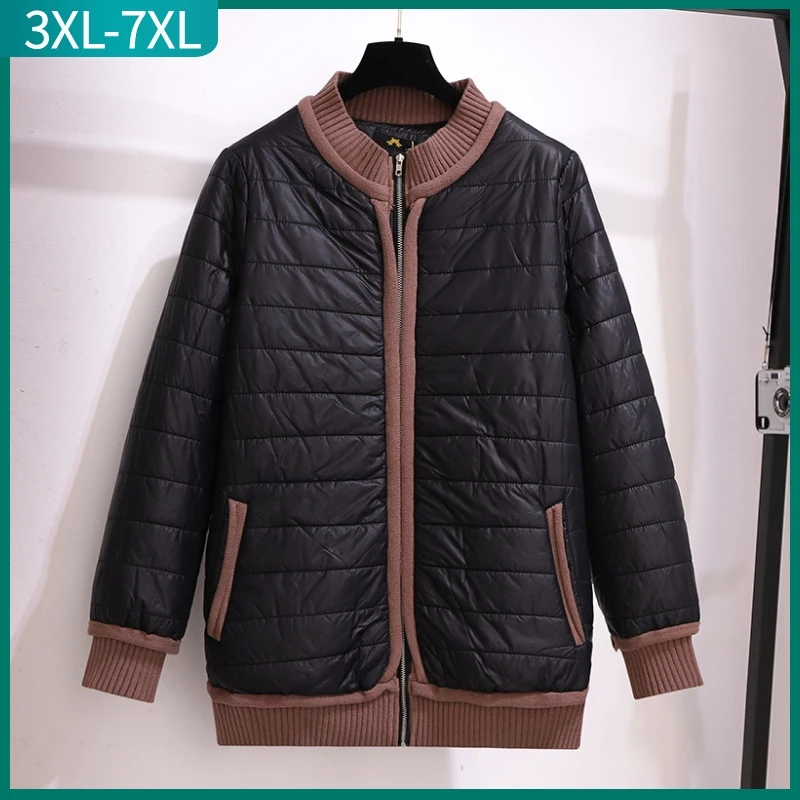 New 2022 Autumn Winter Plus Size Wadded Jacket For Women Large Size Long Sleeve Black Thick Zipper Coat 3XL 4XL 5XL 6XL 7XL