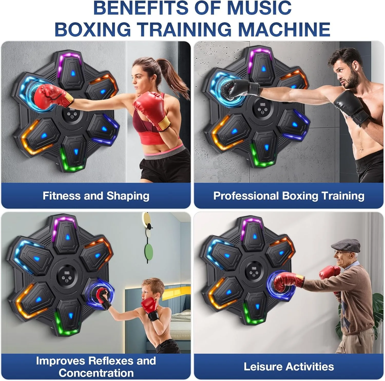 Smart Music Boxing Machine Bluetooth Wall Mounted Music Boxing Trainer Gym Home Electronic Boxing Target Punching Equipment